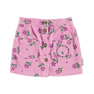Short Skirt Pink Corduroy Flowers Allover