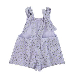 Short Jumpsuit Straps Lavender Yellow Flowers