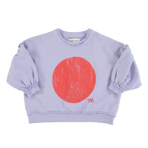 Sweatshirt Balloon Sleeves Lavender Red Circle Print