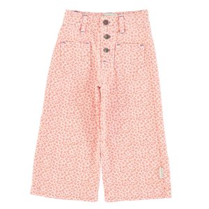 Flare Trousers Light Pink Animal Print
