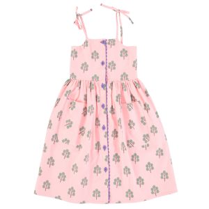 Long Dress Pink Green Trees