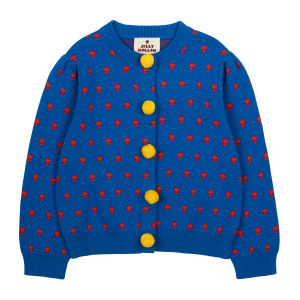 PomPom Shirring Cardigan_Blue