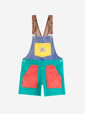 Smiling Color Block Denim Dungaree Bobo Choses