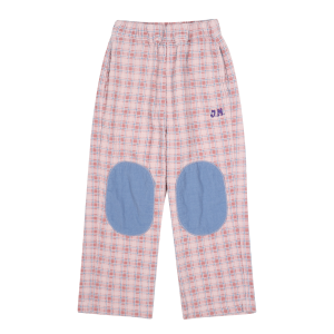 Checked Knee-Patch Woven Pants_Pink