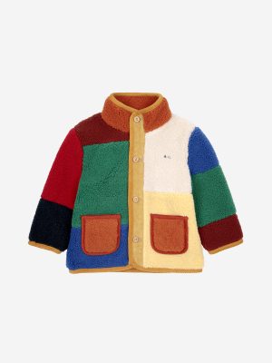 Baby color block sheepskin jacket