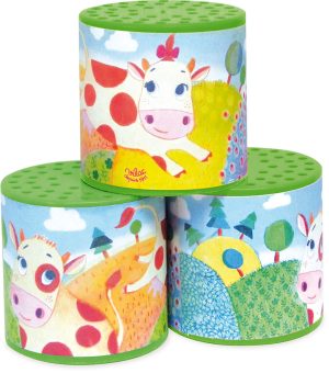 12 cows sound boxes display Vilac