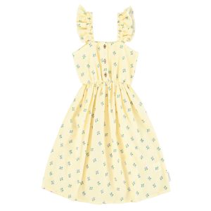 Long Dress Yellow Stripes Little Flowers