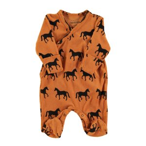Newborn Babygrow Camel W/ Black Horses