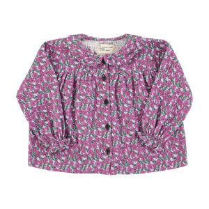 Blouse Round Collar Lilac Red Apples
