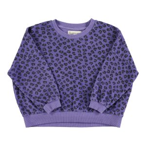 Terry Cotton Sweatshirt Purple Animal Print