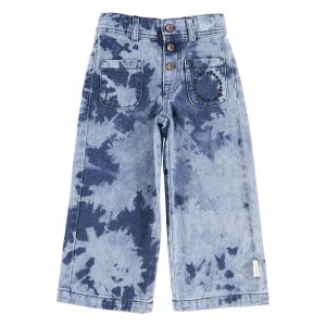 Flare Trousers Blue Tie Dye Denim
