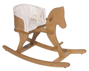 Rocking horse with wicker basket