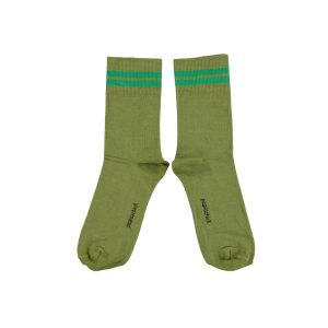 Short Socks Olive Green W/ Green Stripes