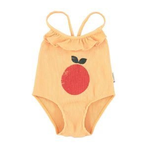 Swimsuit Ruffles Peach Apple Print