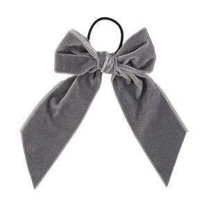 Hair Velvet Bow Grey
