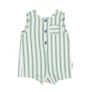 Baby Short Jumpsuit White Large Green Stripes