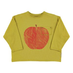 Longsleeve T'Shirt Olive Green W/ Red Apple Print