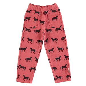 Jogging Pants  Old Pink Black Horses Animal Print