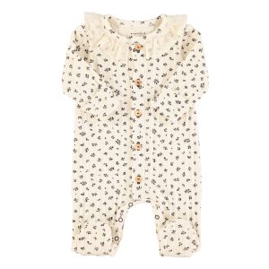 Newborn Babygrow W/ Collar Ecru W/ Little Flowers