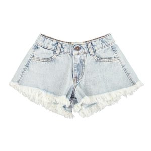 Shorts Fringes Washed Blue Denim