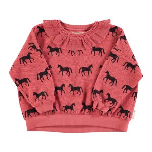 Sweatshirt Old Pink Black Horses
