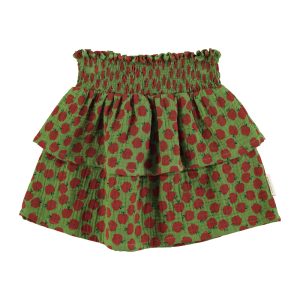 Short Skirt Olive Green Red Apples