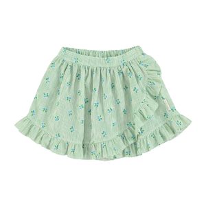 Short Skirt Ruffles Green Stripes Little Flowers