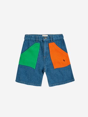 Color Block denim bermuda shorts