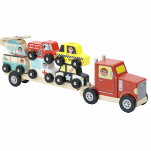Truck and trailer with vehicules stacking game