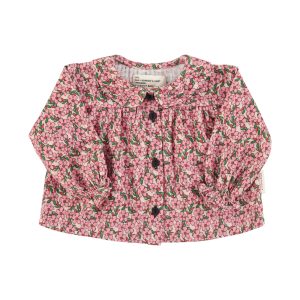 Peter Pan Collar Blouse Pink Flowers