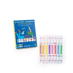 8 Stamp Felt Pens 2-In-1 Les Loufoques