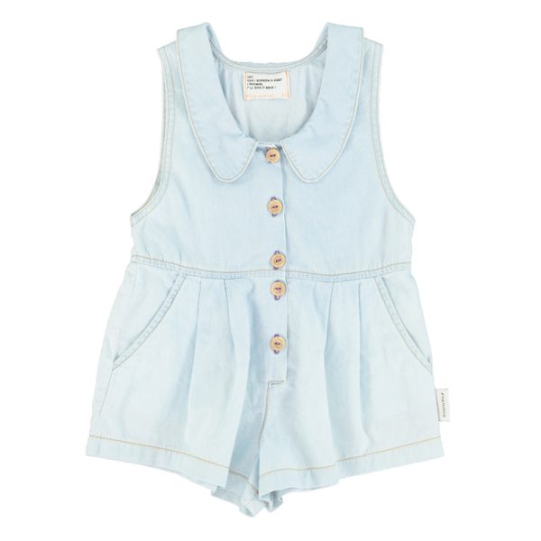 short jumpsuit w/ collar | light blue chambray,10y короткий комбинезон с воротником | голубой шамбре,