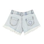 shorts w/ fringes | washed blue denim,3y шорты с бахромой | стираный синий деним,