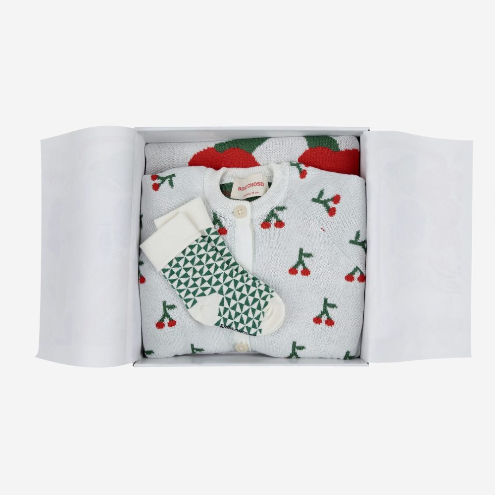 Baby Cherry all over knitted overall gift set