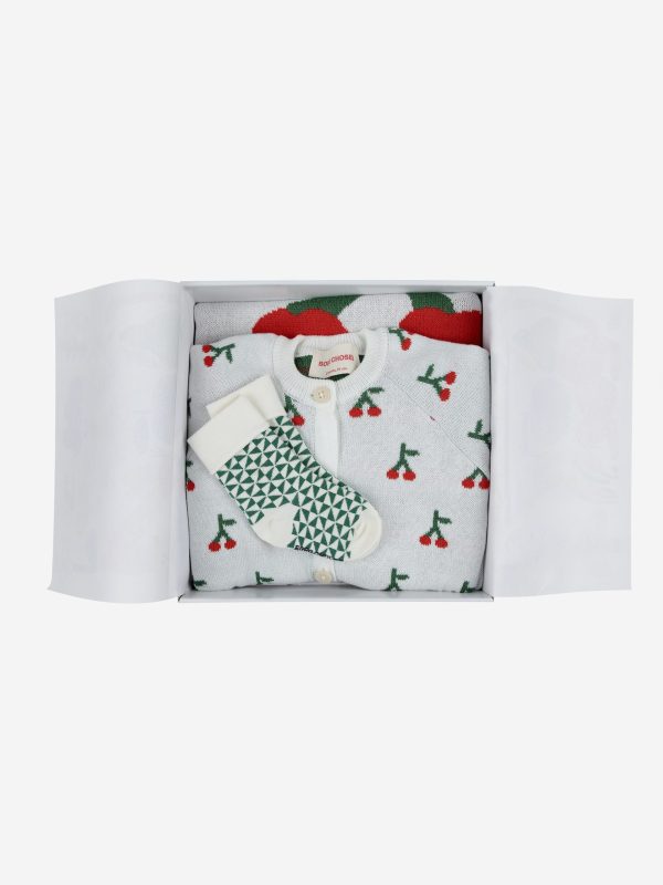 Baby Cherry all over knitted overall gift set