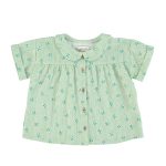 peter pan collar shirt | green stripes w/ little flowers,4y рубашка с воротником Питера Пэна | зеленые полоски с цветочками,