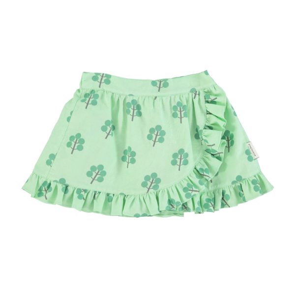 short skirt w/ ruffles | green w/ green trees,6y короткая юбка с рюшами | зеленый с зелеными деревьями,