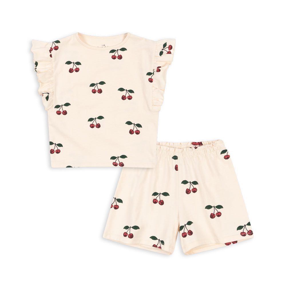 Комплект состоящий из футболки и шорт для девочек (LIN FRILL SET GOTS) торг. марки "Konges Slоjd", арт. № KS102594, материал: 100% хлопок