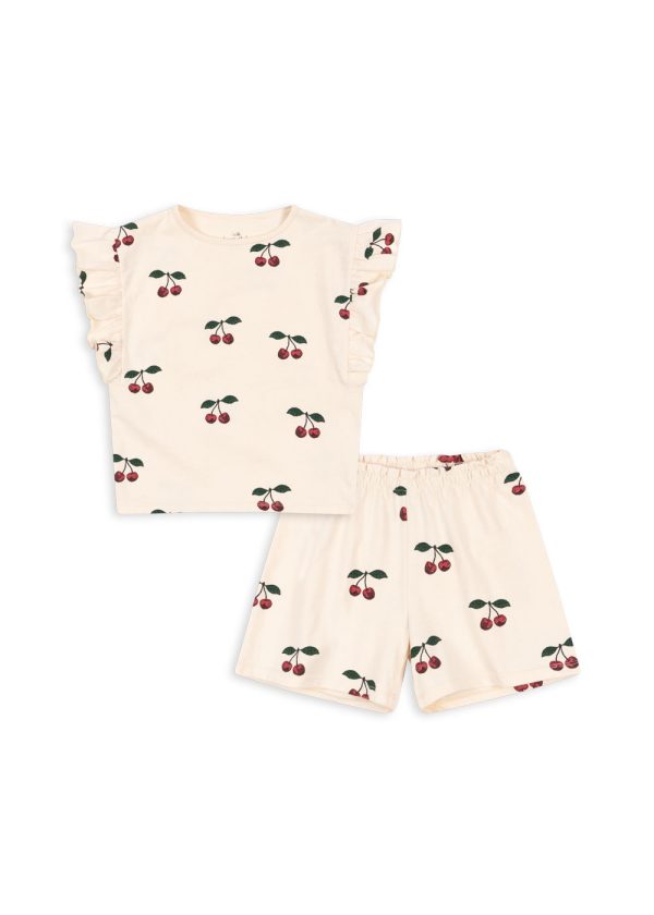 Комплект состоящий из футболки и шорт для девочек (LIN FRILL SET GOTS) торг. марки "Konges Slоjd", арт. № KS102594, материал: 100% хлопок