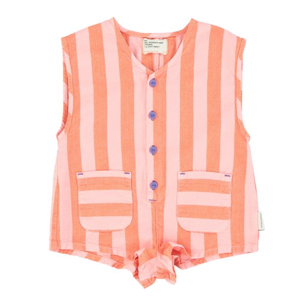 short sleeveless jumpsuit | orange & pink stripes,3y короткий комбинезон без рукавов | оранжево-розовые полоски,