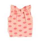 sleeveless shirt w/ collar | coral w/ red lips,4y рубашка без рукавов с воротником | коралловый с красными губами,