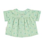 peter pan collar shirt | green stripes w/ little flowers,4y рубашка с воротником Питера Пэна | зеленые полоски с цветочками,