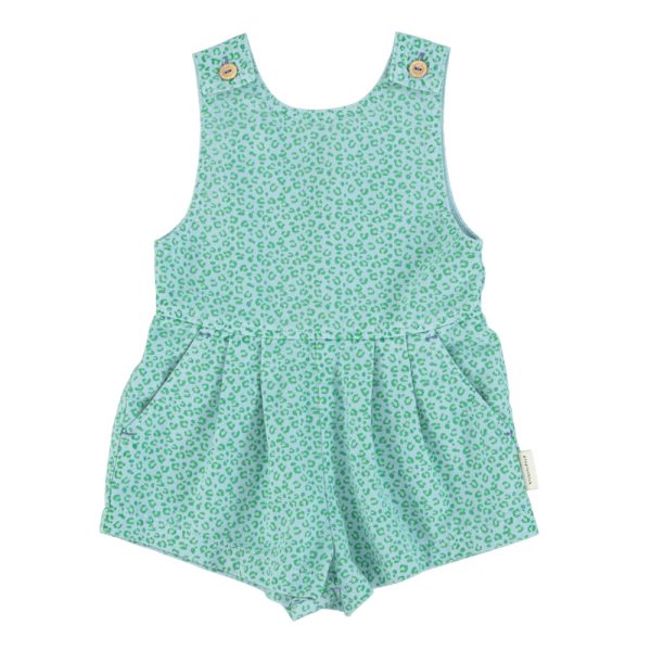 short jumpsuit| blue w/ green animal print,10y короткий комбинезон| синий с зеленым животным принтом
