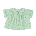peter pan collar shirt | green stripes w/ little flowers,4y рубашка с воротником Питера Пэна | зеленые полоски с цветочками,