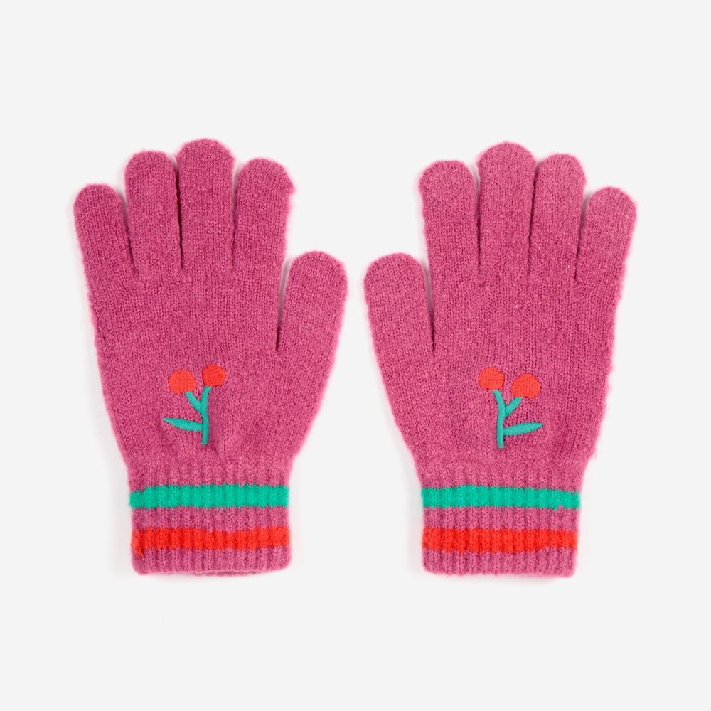 Cherry knitted gloves