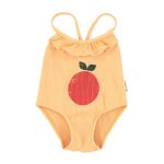 swimsuit w/ ruffles | peach w/ apple print,8y купальник с рюшами | персиковый с яблочным принтом