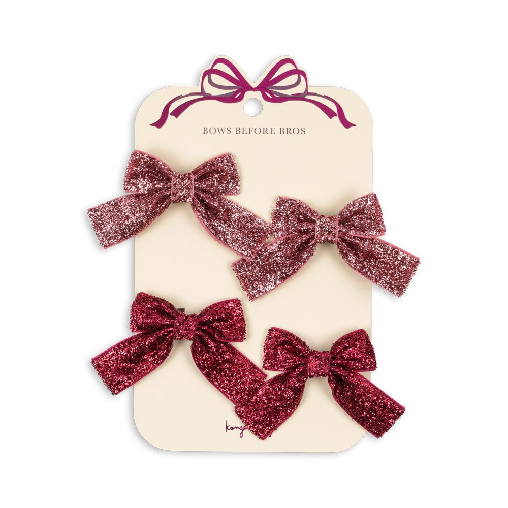 Детские заколки для волос (4 PACK GLITTER BOW HAIR CLIPS) торг. марки "Konges Slоjd", арт. № KS104615