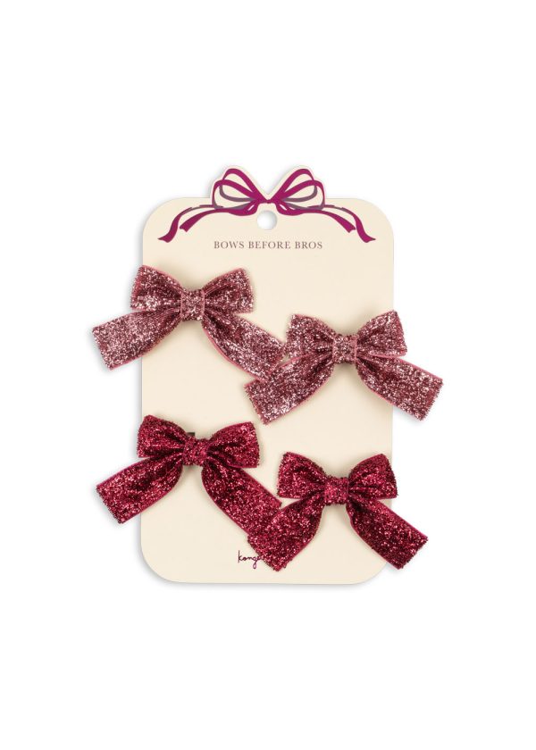 Детские заколки для волос (4 PACK GLITTER BOW HAIR CLIPS) торг. марки "Konges Slоjd", арт. № KS104615