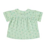 peter pan collar shirt | green stripes w/ little flowers,4y рубашка с воротником Питера Пэна | зеленые полоски с цветочками,