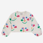 Smiling Mask all over raglan sleeves cropped sweatshirt| 124AC04011015